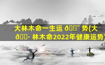 大林木命一生运 🐯 势(大 🕷 林木命2022年健康运势)
